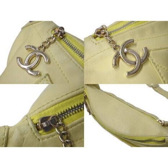 CHANEL waist bag Coco mark quilted lambskin yellow